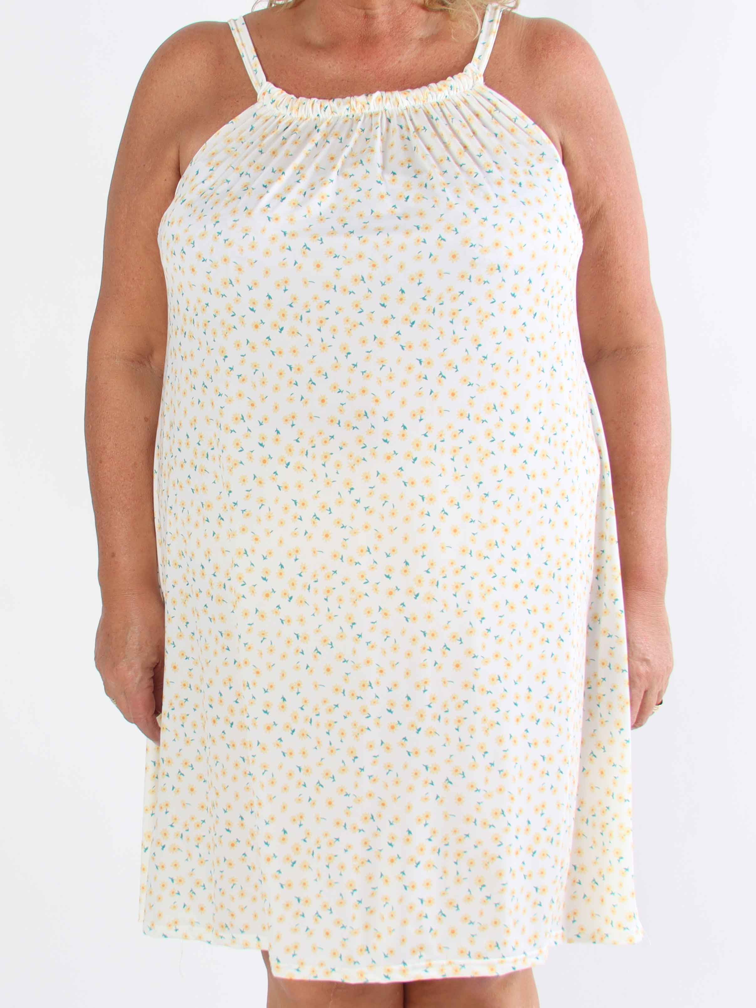 SunLove Small Flower - Elastisk plus size kjole med blomsterprint